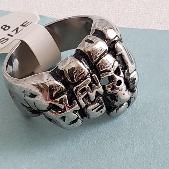 FTW Stainless steel Biker ring. For The Win Size 8 - Picture 6 of 8